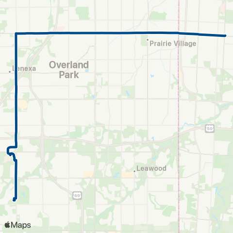 RideKC Quivira-75th Street map