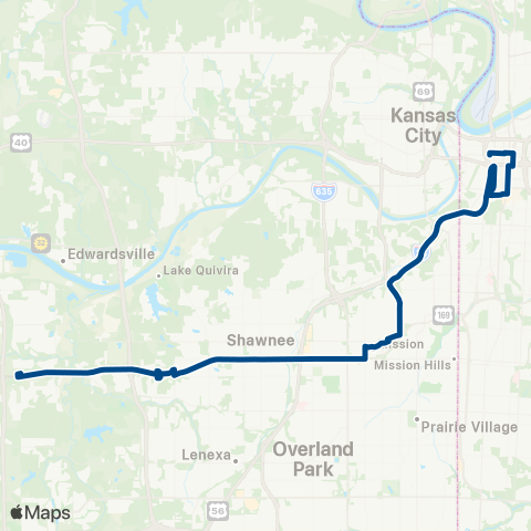 RideKC Shawnee Express map