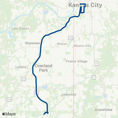 RideKC South Op Express map