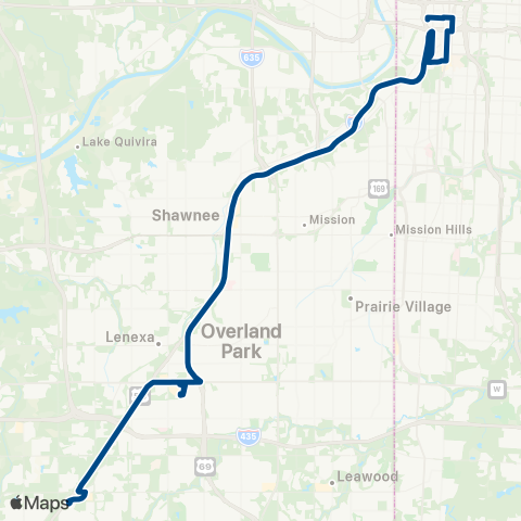 RideKC Strang Line Express map