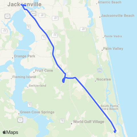 JTA St. Johns Express Select map