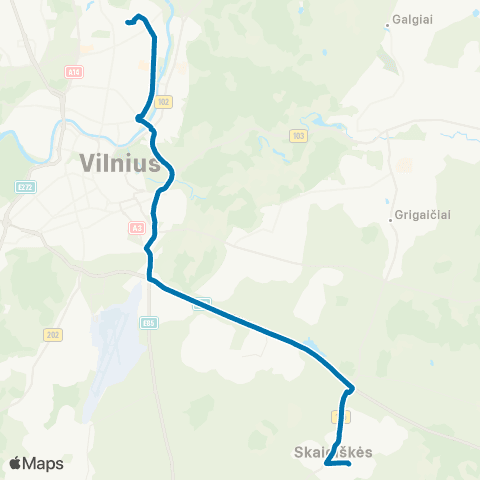 JUDU Stotis–NemėŽis–SkaidiškėS map