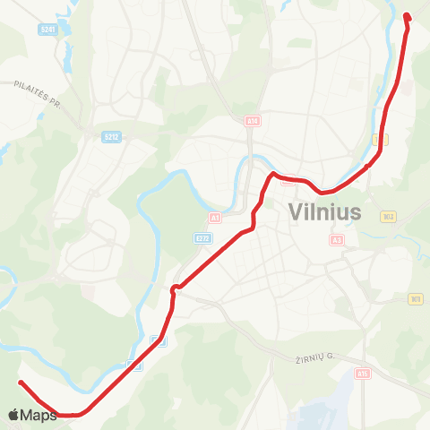 JUDU Antakalnis–Centras–Žemieji Paneriai map