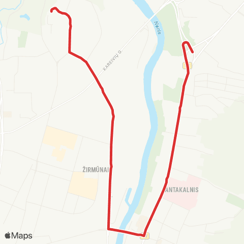 JUDU Antakalnis–Šilo Tiltas–ŽirmūNai map