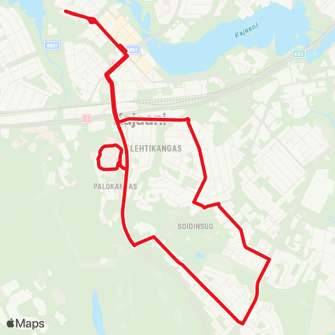Kajaanin joukkoliikenne Palveluliikenne map