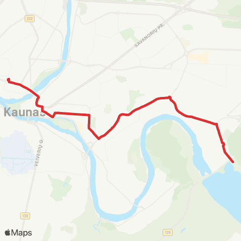 Kauno Viešasis Transportas Kauno Marios - Petrašiūnai - Kėdainių G. map