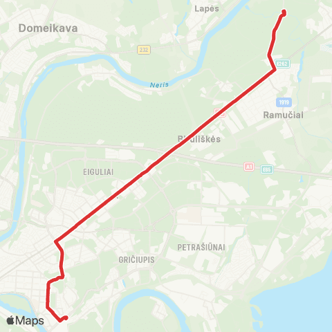 Kauno Viešasis Transportas Karmėlavos Kapinės - Geležinkelio Stotis map