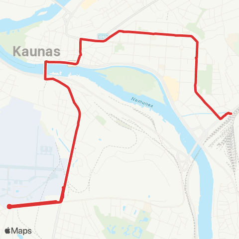 Kauno Viešasis Transportas S. Dariaus Ir S. Girėno Aerodromas - Geležinkelio Stotis map