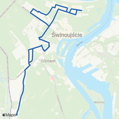 KA Świnoujście Wydrzany - Pętla-Wydrzany - Pętla map