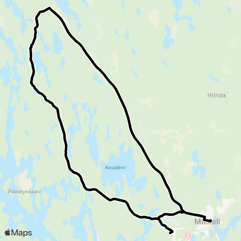 Katuri Mikkeli-Tusku-Vuolinko-Korpik-Vmäki-Postia-Harjunmaa-Mikkeli map