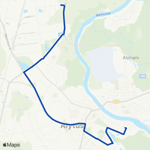 Kautra Pieninė - Panemunė - Sodra - Alytaus Sveikatos Centras - Lelijų G. map