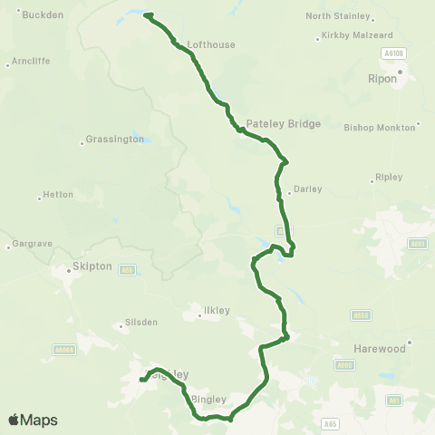 The Keighley Bus Company Scar House Reservoir - Otley Bus Station map