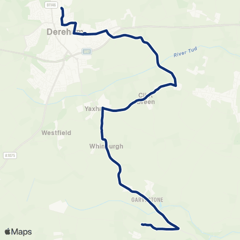 konectbus Thuxton Cottages - Northgate High School map