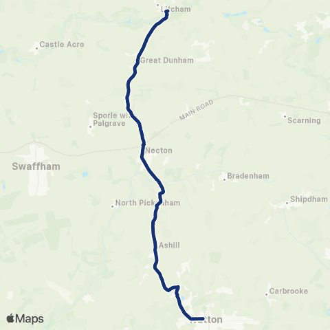 konectbus Crown Hotel - Druids Lane map