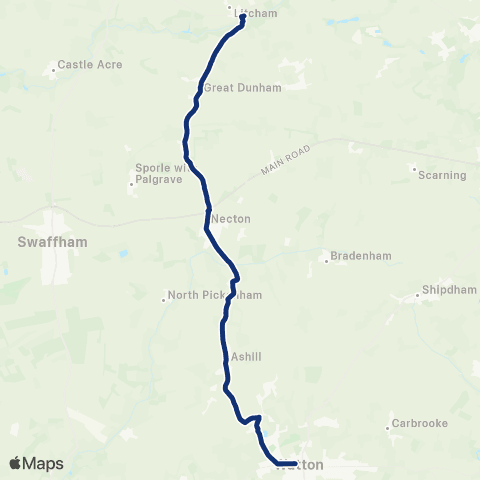 konectbus Crown Hotel - Druids Lane map