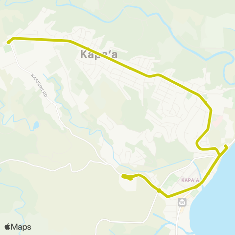 The Kauaʻi Bus Kapahi Shuttle map