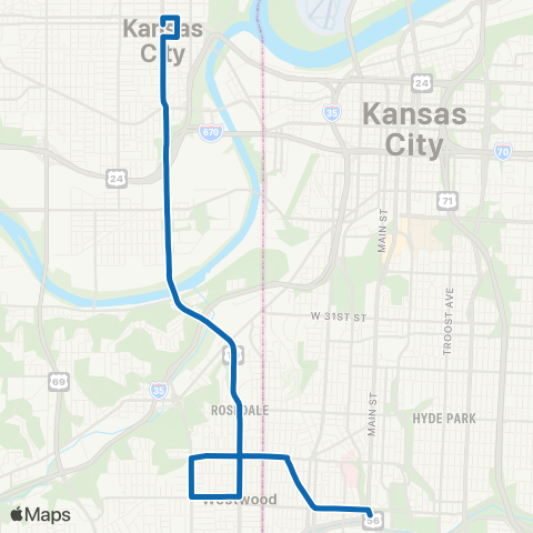 RideKC 7th Street - Parallel map