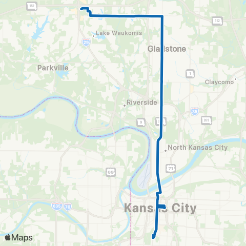 RideKC North Oak map