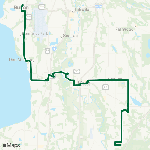 Metro Transit Green River Coll - Kent - Des Moines - Burien map
