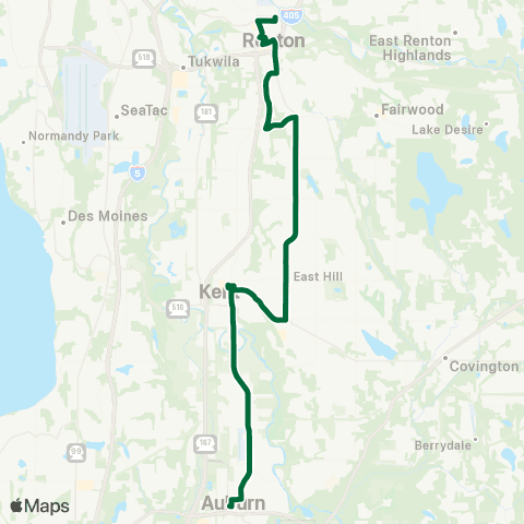 Metro Transit Renton TC - Kent Station - Auburn Sta map