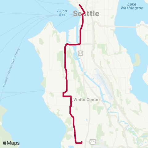 Metro Transit Burien TC - Westwood Village - Dtwn Seattle map
