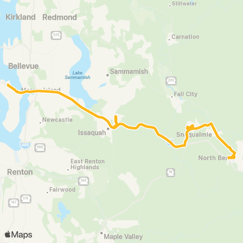Metro Transit Mercer Island - North Bend map