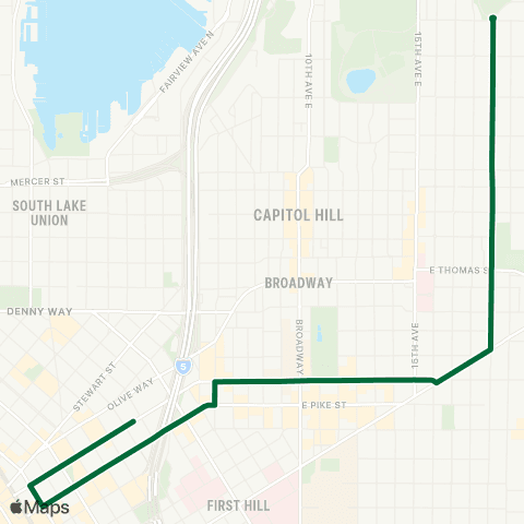 Metro Transit Interlaken Park - Capitol Hill - Dtwn map