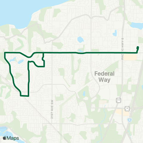 Metro Transit Federal Way - Twin Lakes map
