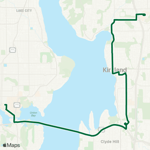 Metro Transit Totem Lk TC-Kirkand TC-UW Link Sta-Univ Dist map