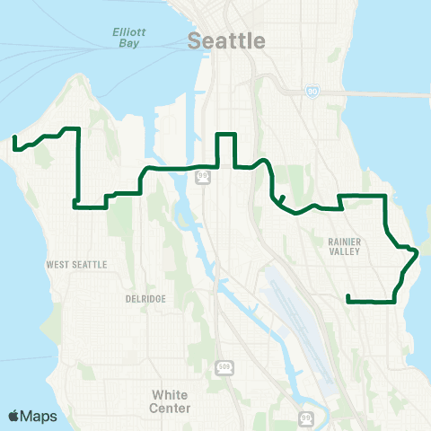 Metro Transit W Seattle - SODO - Beacon Hill - Columbia City map