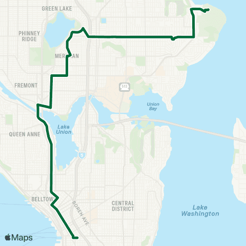 Metro Transit Sand Point - Green Lake - Downtown map