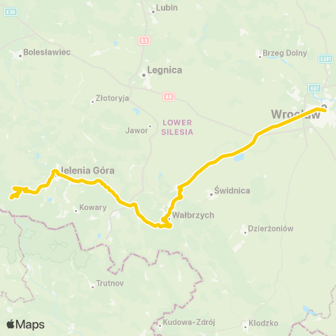 Koleje Dolnośląskie Koleje Dolnośląskie - Sprinter map