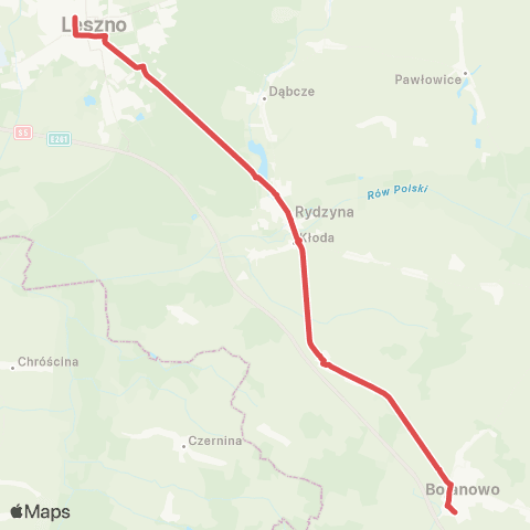 Koleje Dolnośląskie Wrocław — Żmigród — Rawicz — Leszno (Zastępcza Komunikacja Autobusowa) map
