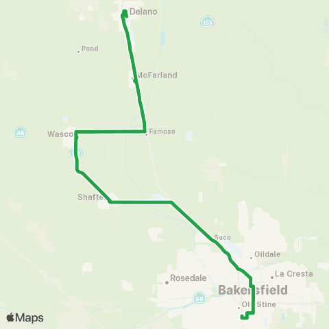 Kern Transit Delano - Bakersfield map