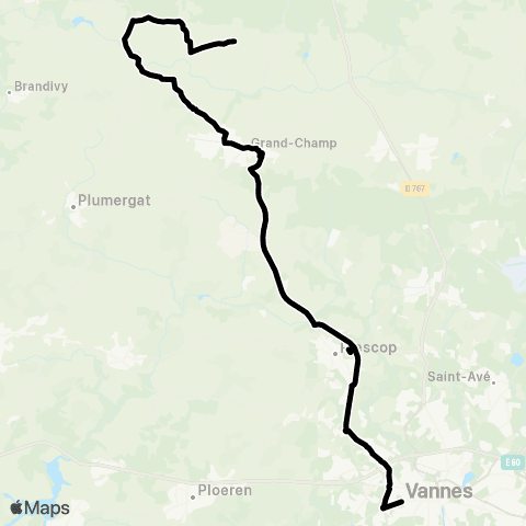 Kicéo Grand Champ vers Vannes map