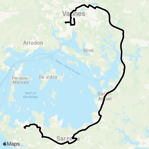 Kicéo Presqu'ïle de Rhuys vers Vannes map