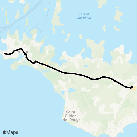 Kicéo Presqu'ïle de Rhuys vers Vannes map