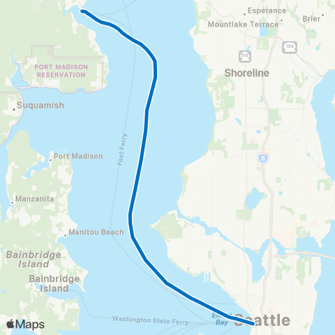Kitsap Transit Seattle to Kingston map
