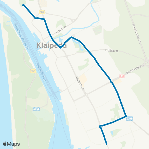 Klaipėdos keleivinis transportas Kurėno St. - Sportininkų G. map