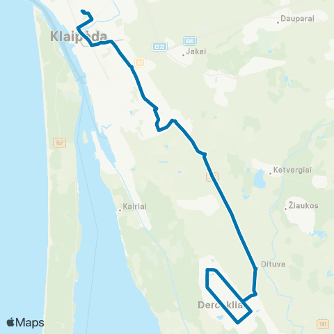 Klaipėdos keleivinis transportas Klaipėda (Autobusų Stotis) - Dituva map