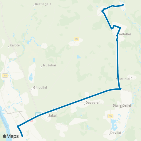 Klaipėdos keleivinis transportas Klaipėda (Naujojo Turgaus St.) - Vaiteliai - Rasa map