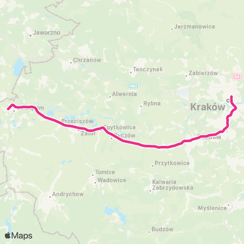Koleje Małopolskie Sędziszów — Kraków Główny — Skawina — Oświęcim map