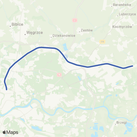 Koleje Małopolskie Kraków Główny — Kraków Nowa Huta — Podłęże map