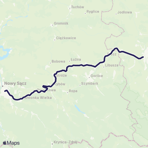 Koleje Małopolskie Jasło — Gorlice — Stróże map
