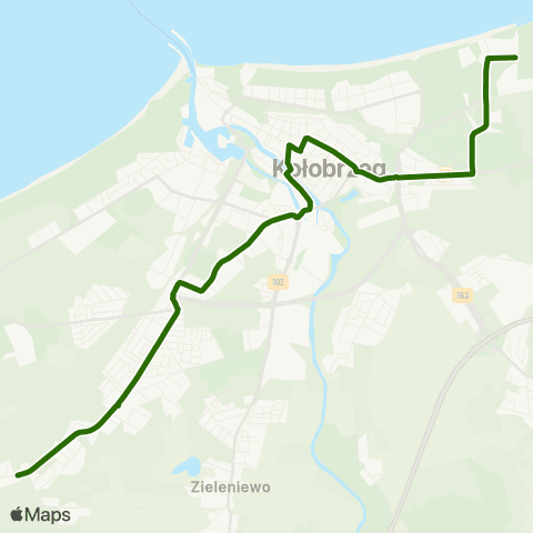 Komunikacja Miejska Kołobrzeg Starynowska przy Kossaka — Przesmyk map