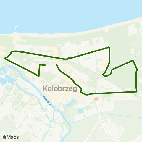 Komunikacja Miejska Kołobrzeg Unii Lubelskiej - Kładka — Jagiellońska Dworzec PKP - Stanowisko nr 1 map
