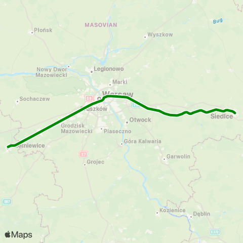 Koleje Mazowieckie Warszawa — Łuków map