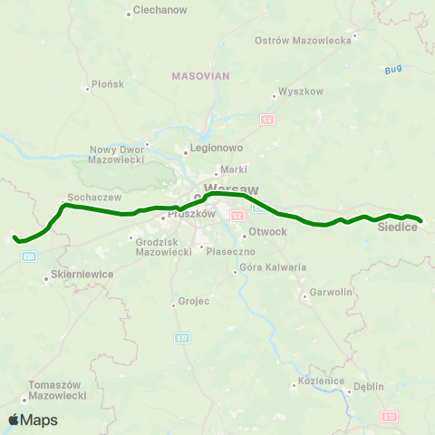 Koleje Mazowieckie Warszawa — Kutno map