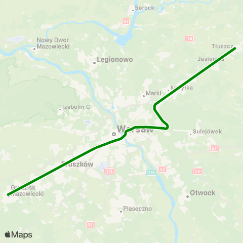 Koleje Mazowieckie Warszawa — Małkinia map