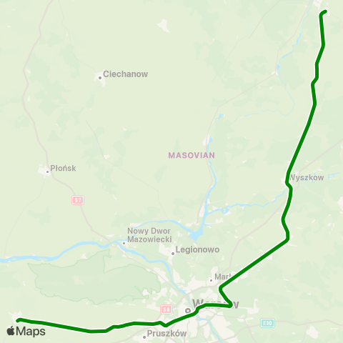 Koleje Mazowieckie Tłuszcz — Ostrołęka map